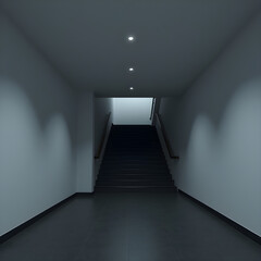 Obraz premium dark stairs interior, liminal place style, minimalistic view