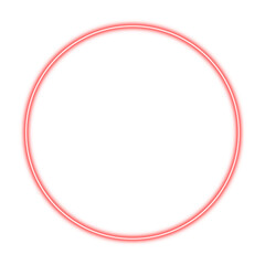 Luminous neon circle frame in red color