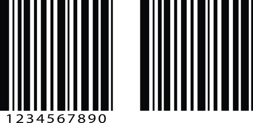 Barcode product distribution icon set. Vector collection isolated on transparent background. Business concept barcode pictogram. Bar code scan label for product price tag. Easily editable stroke.