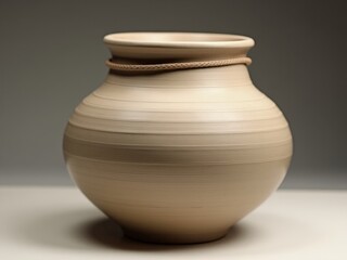 Ceramic brown clean vase. The vase is empty and has a simple, elegant design. handicrafts, DIY products.
