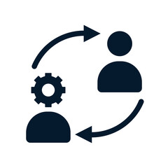 Concept of change management, professional. Vector linear icon isolated on white background.