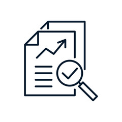 Obraz premium Audit review concept. Vector linear icon isolated on white background.