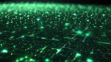 Abstract digital background featuring a cascade of green binary code