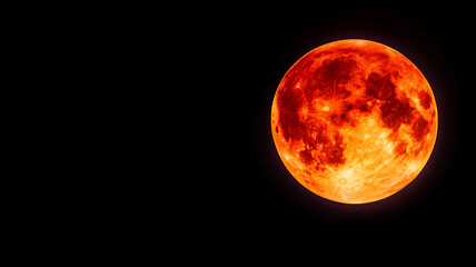 vibrant orange moon illuminates night sky, creating stunning celestial display