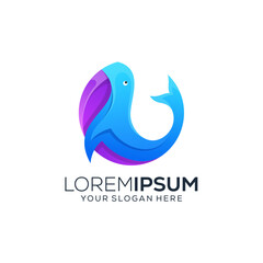 Abstract whale logo design
