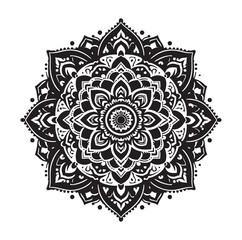 Mandala design vector style silhouette with white background.