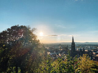 Fototapeta premium Beautiful view of a city with a large church in the background