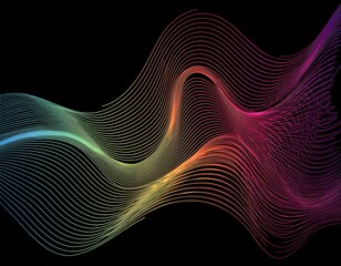 Abstract wave lines pattern &ndash; dynamic colorful light flowing isolated on a black background