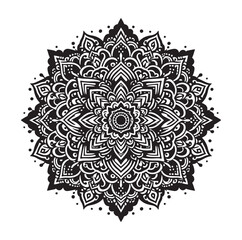 Mandala design vector style silhouette with white background.