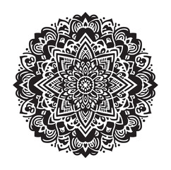 Mandala design vector style silhouette with white background.