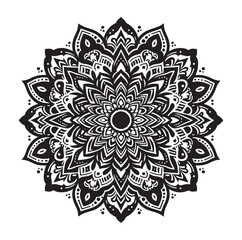 Mandala design vector style silhouette with white background.