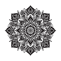 Mandala design vector style silhouette with white background.