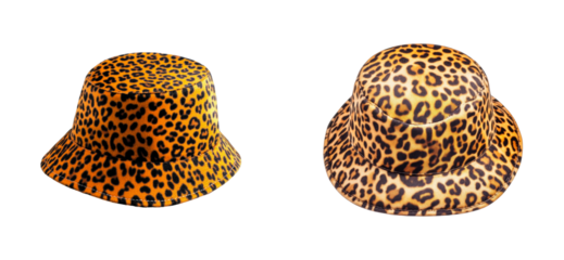 Vibrant leopard print hat showcase setting fashion. Cut out png set