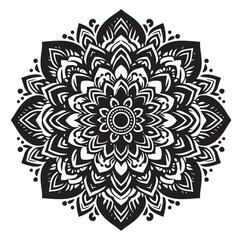 Mandala design vector style silhouette with white background.