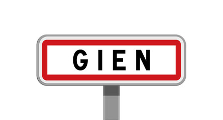 Panneau sur poteau de Gien, Loiret, Centre-Val de Loire