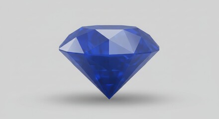 Shiny blue diamond 3D render with geometric facets and sharp polygonal design for a modern look
