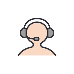 Contact support colored icons, minimalist vector illustration ,simple transparent graphic element .Isolated on white background