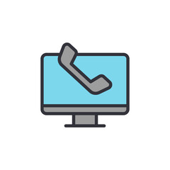 Contact support colored icons, minimalist vector illustration ,simple transparent graphic element .Isolated on white background