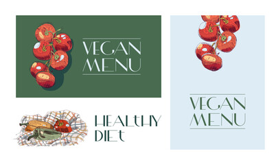 A set of covers for the design of the vegan menu.