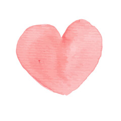 Watercolor pink heart hand drawn in aquarelle technique. Isolated watercolor heart illustration for valentine, love, wedding, romantic design.