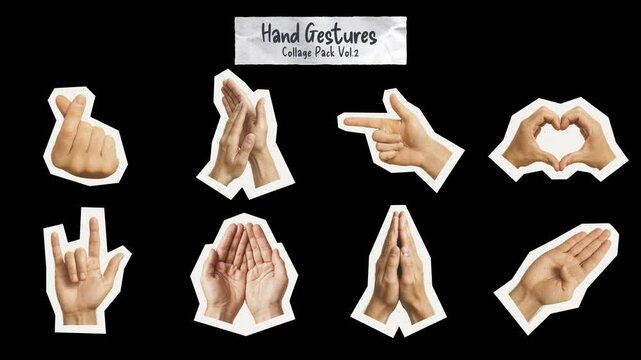 Hand Gesture Element Pack 4K Animation Montage with 9 Expressive Signs 