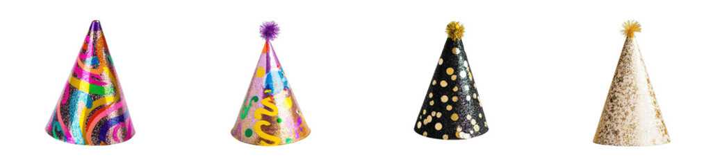 Celebration hats display for parties. Cut out png set