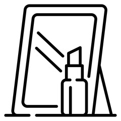 Lipstick And Mirror Line Icon