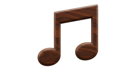 Isolated brown wooden musical note