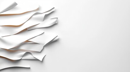 Dynamic paper waves unfolding white background abstract art minimalist design studio view creativity