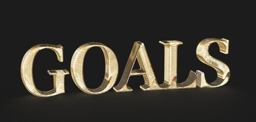 Motivational image of golden GOALS text. Ideal for business, success, and ambition concepts.