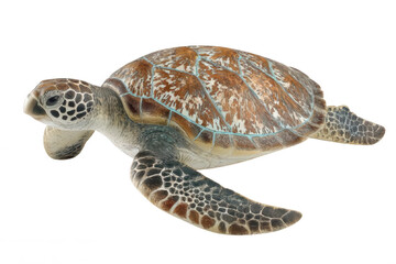 Naklejka premium Photorealistic Sea Turtle Facing Forward Transparent Background