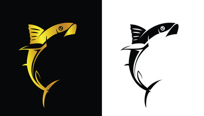 vector image of a logo for a beautiful and pretty fish business or business, also unique with a black and white background for design purposes