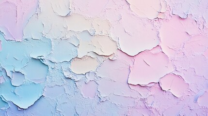 Obraz premium Pastel colored textured surface with cracked and peeling paint in shades of pink blue and white