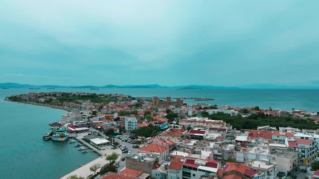 Izmir &Ccedil;andarlı drone shooting - 4k image of Izmir Candarli district taken with a drone