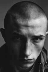Obraz premium close-up portrait of a young male model with buzzcut