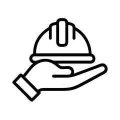 Safety Helmet on Open Hand Symbolizing Worker Protection Icon Design