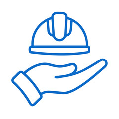 Safety Helmet on Open Hand Symbolizing Worker Protection Icon Design