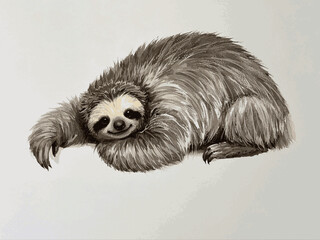Slow dance of rainforest whispers sloth isolated watercolor vector illustration svg © Arun168