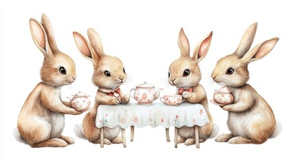 Obraz premium two rabbits on a white background