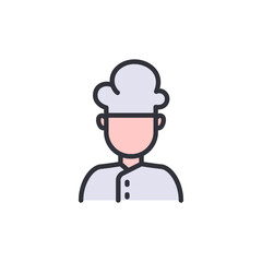 Chef colored icons, minimalist vector illustration ,simple transparent graphic element .Isolated on white background