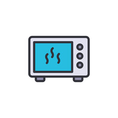 Microwave colored icons, minimalist vector illustration ,simple transparent graphic element .Isolated on white background