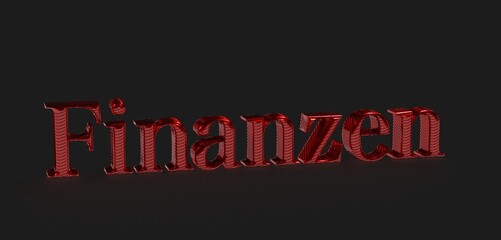Red 3D rendering of the German word Finanzen (Finances).  Perfect for financial concepts.
