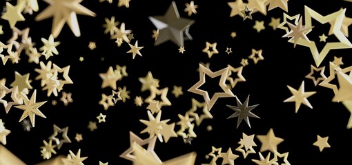 Beautiful background image of golden stars falling against a black backdrop. Perfect for celebrations, holidays, and more!