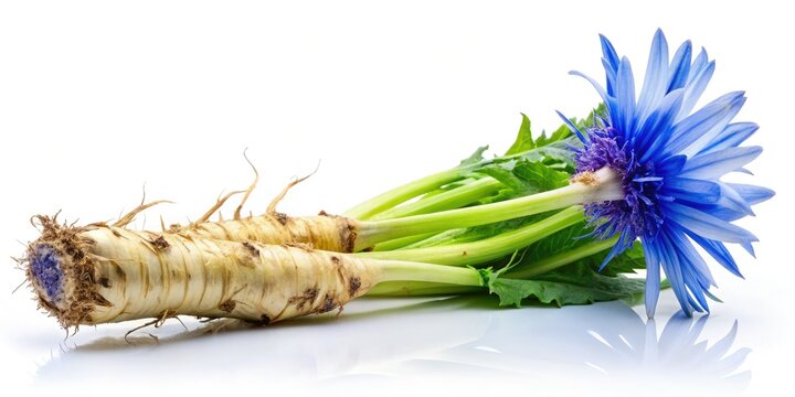Chicory Root Fashion Photography: Natural Elegance on White Background