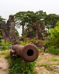 Kunta Kinteh island colonial St. James Fort ruins in Gambia River, a world heritage site