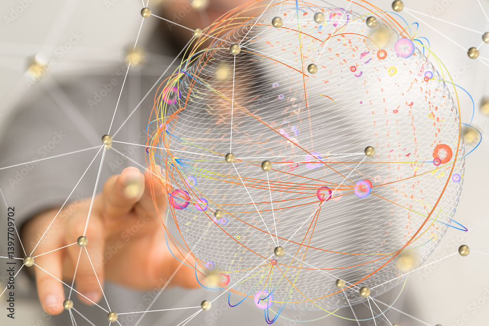 Poster conference Digital Network and data concept 3d
