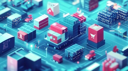 Create a digital illustration of e-commerce platforms adjusting prices dynamically due to increased import tariffs and border taxes