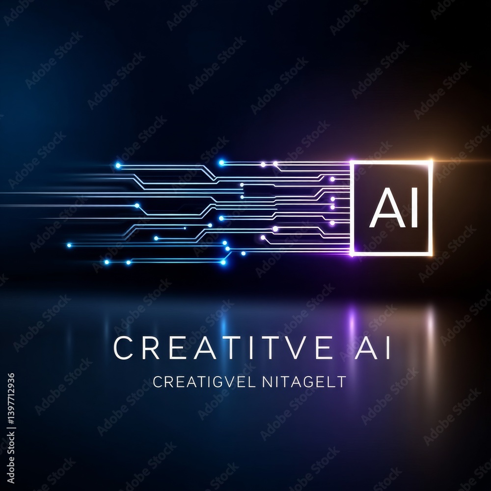Aufkleber creative ai network: a modern illustration of artificial intelligence and technology advancements
