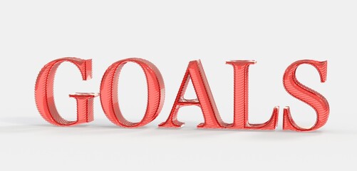 Motivational image of 'Goals' in red 3D text. Perfect for presentations, websites, or social media.