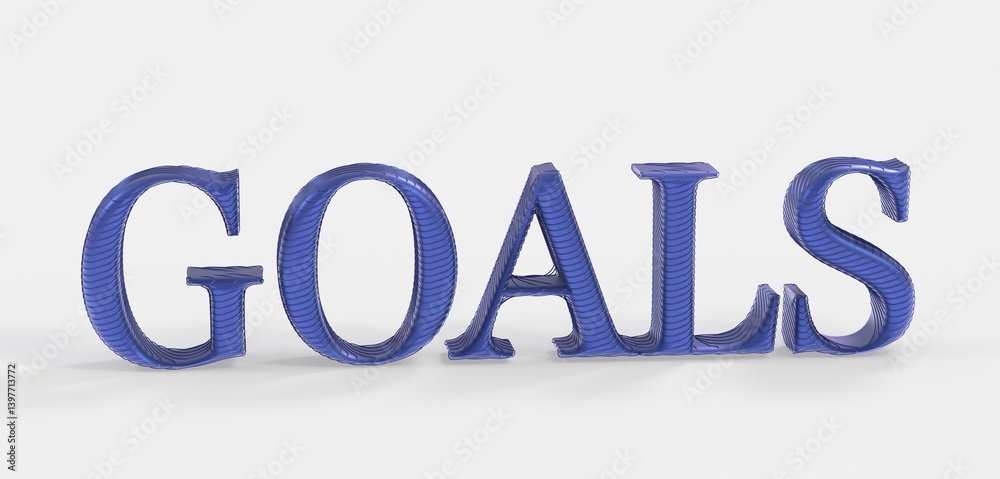 Poster high-resolution 3d rendering of the word goals in blue. ideal for business, ambition, and success co